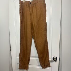 Octobre Men's Brown 100% Linen Casual Pants Size Large Minimalist chic